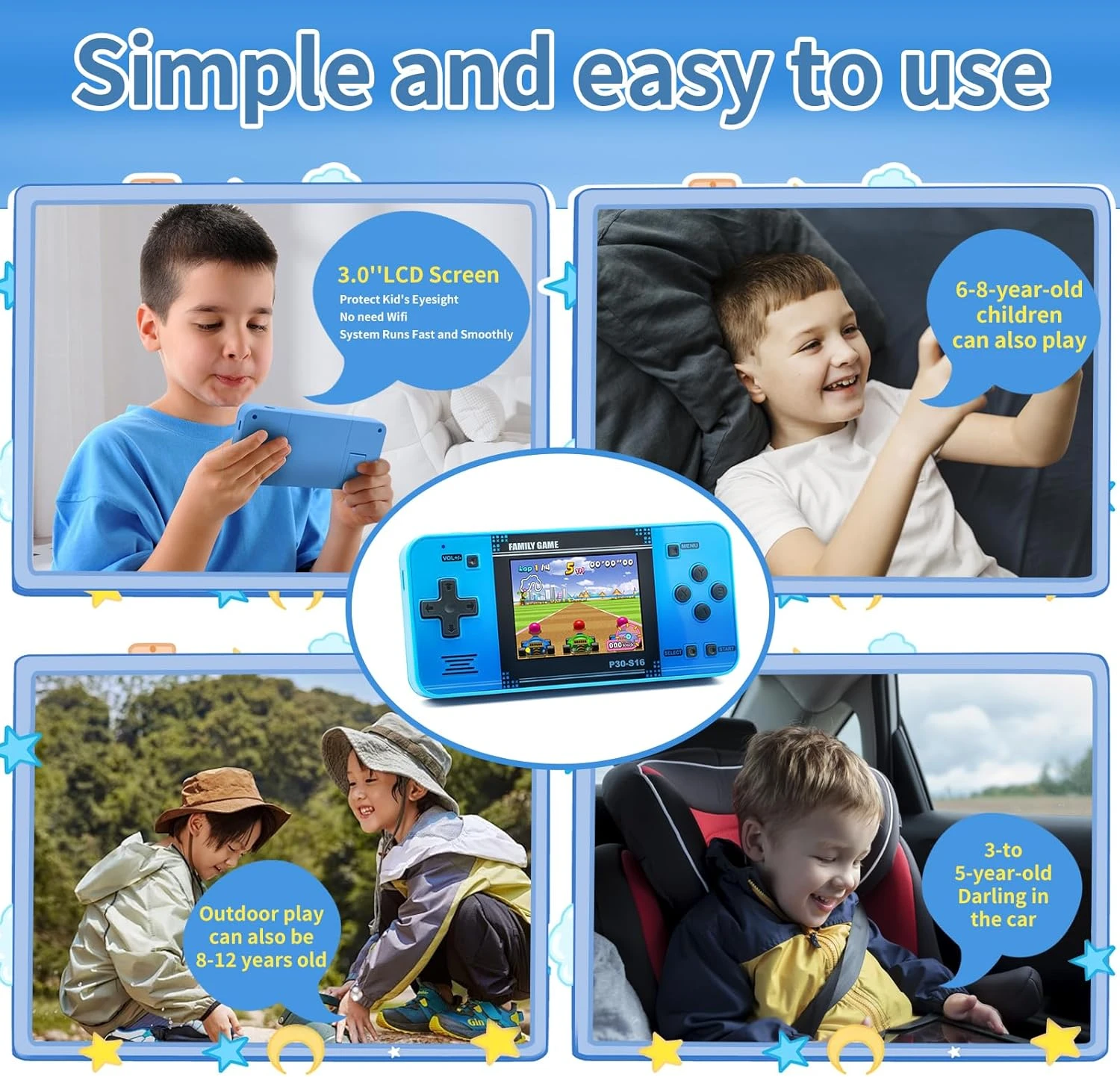 WELLST·G Handheld Game for Kids -Preloaded 220 Retro Video Games, Portable Gamin