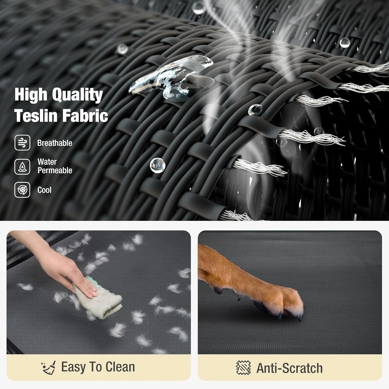 Veehoo Cooling Elevated Dog Bed, Dog Cots Beds for Large Dogs, Raised Dog Bed wi