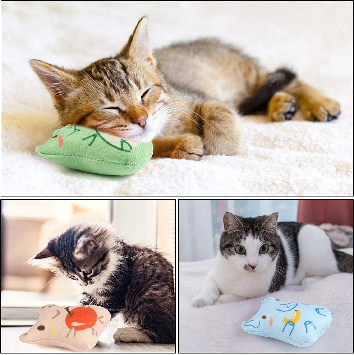 Sunscreen 5 Pack Catnip Toys, Catnip Toy Pillow, Interactive Catnip Filled Kitte