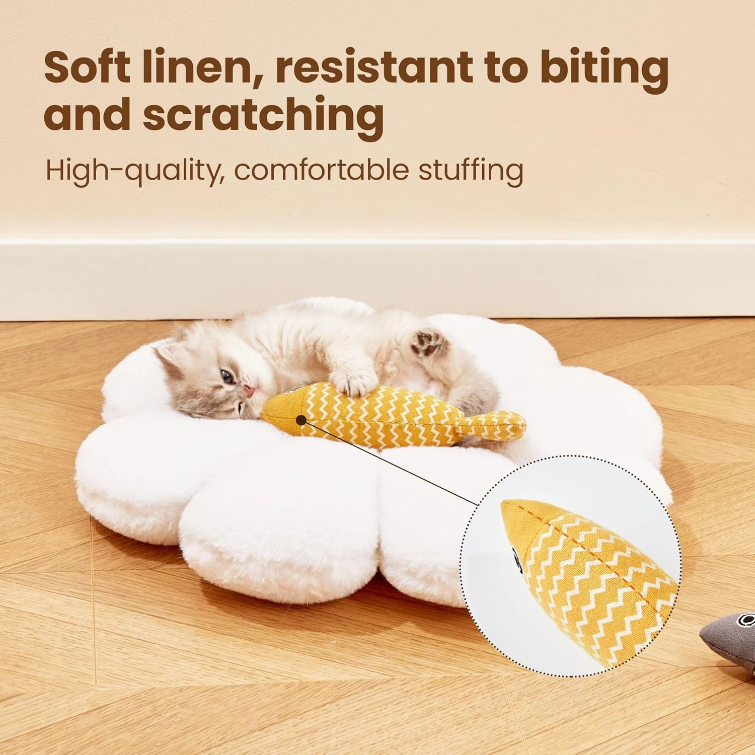 Potaroma Cat Toys Fish, 3 Pack Crinkle Sound Catnip Toys Bite Resistant Linen, I