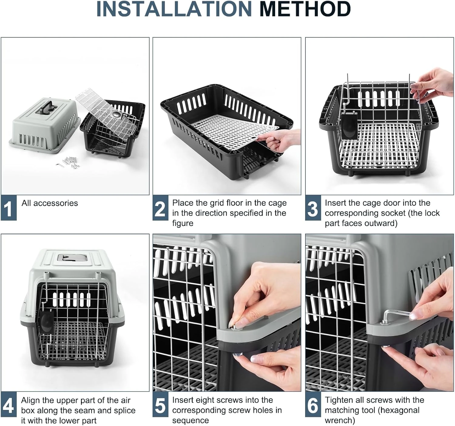 SKY-TOUCH Portable Hard Sided Pet Carrier Carry Breathable Crate Puppy Cage Tote