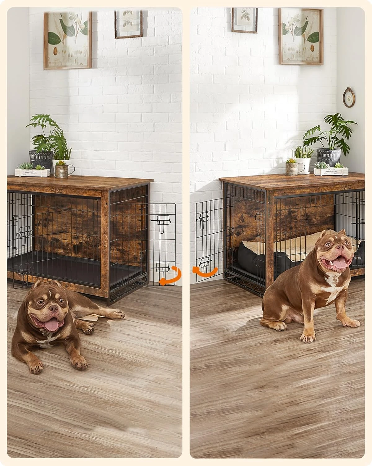 Feandrea Dog Cage Furniture, Side Table, Dog Crate, Modern Indoor Dog Kennel for