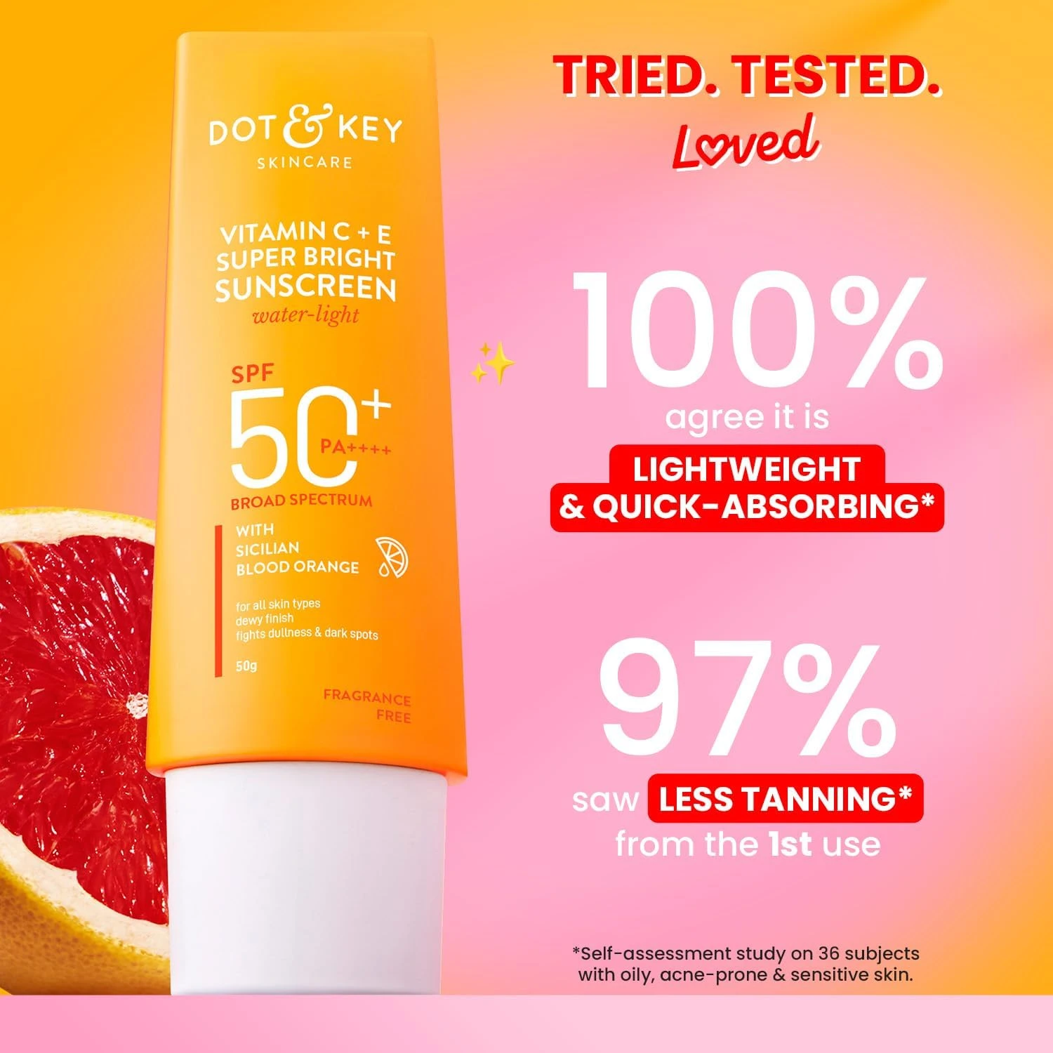 Dot & Key Sunscreen SPF 50 PA+++ with Vitamin C + E | for Even Toned & Glowing S