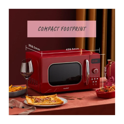 COMFEE' Microwave Oven Retro Vintage 20L 800W with 8 Automatic Menus, 5 Power Le
