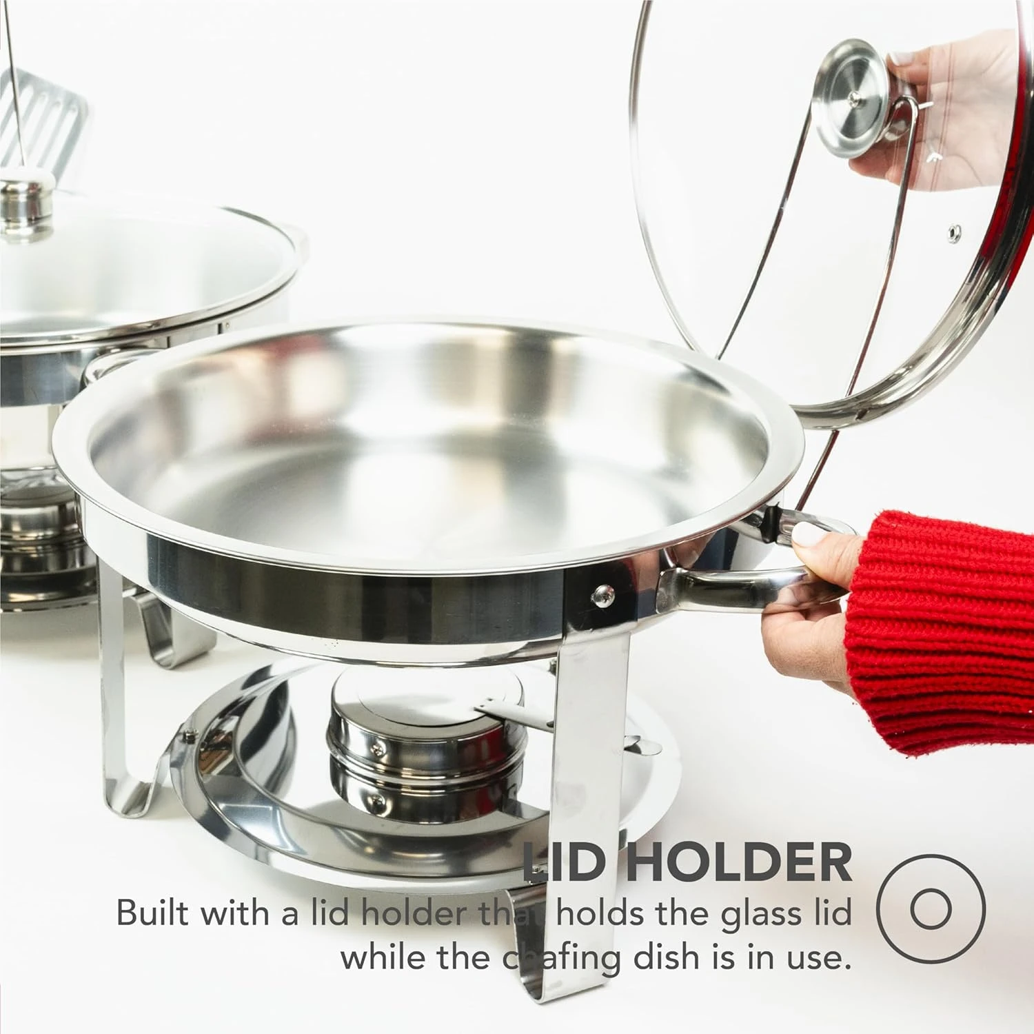 Alpha Living Chafing Dish Buffet Set of 4 – Complete Stainless Steel Chaffe Buff