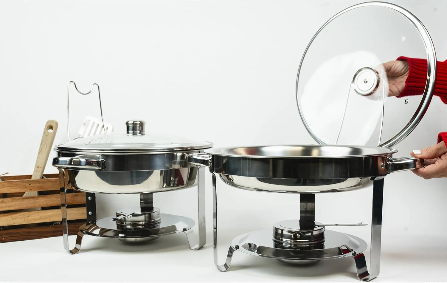 Alpha Living Chafing Dish Buffet Set of 4 – Complete Stainless Steel Chaffe Buff