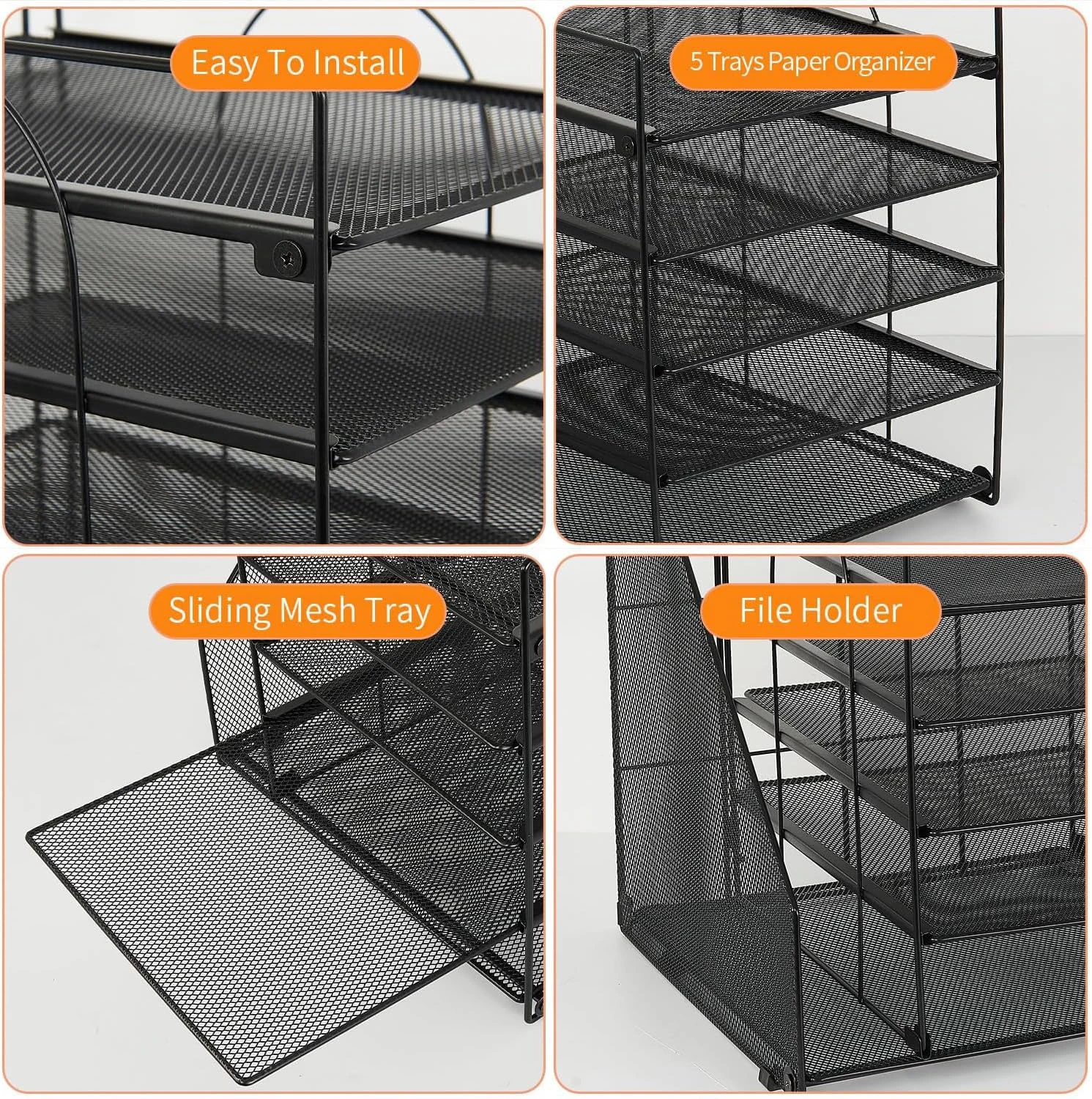 SPNOR Desk Organizers and Accessories, 5-Tier Paper Letter Tray Organizer with F