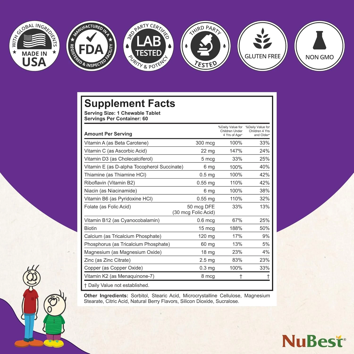 NuBest Tall for Children Age 2-9 - Advance Bone Strength & Develop (Pack 1-60 Co