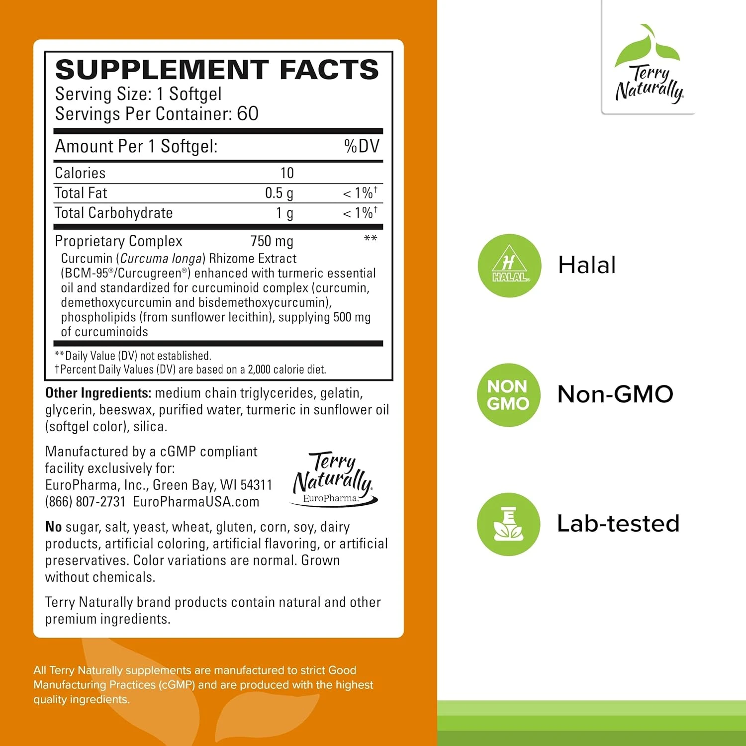 Terry Naturally CuraMed (Superior Absorption Curcumin) - 750 mg, 60 Softgels