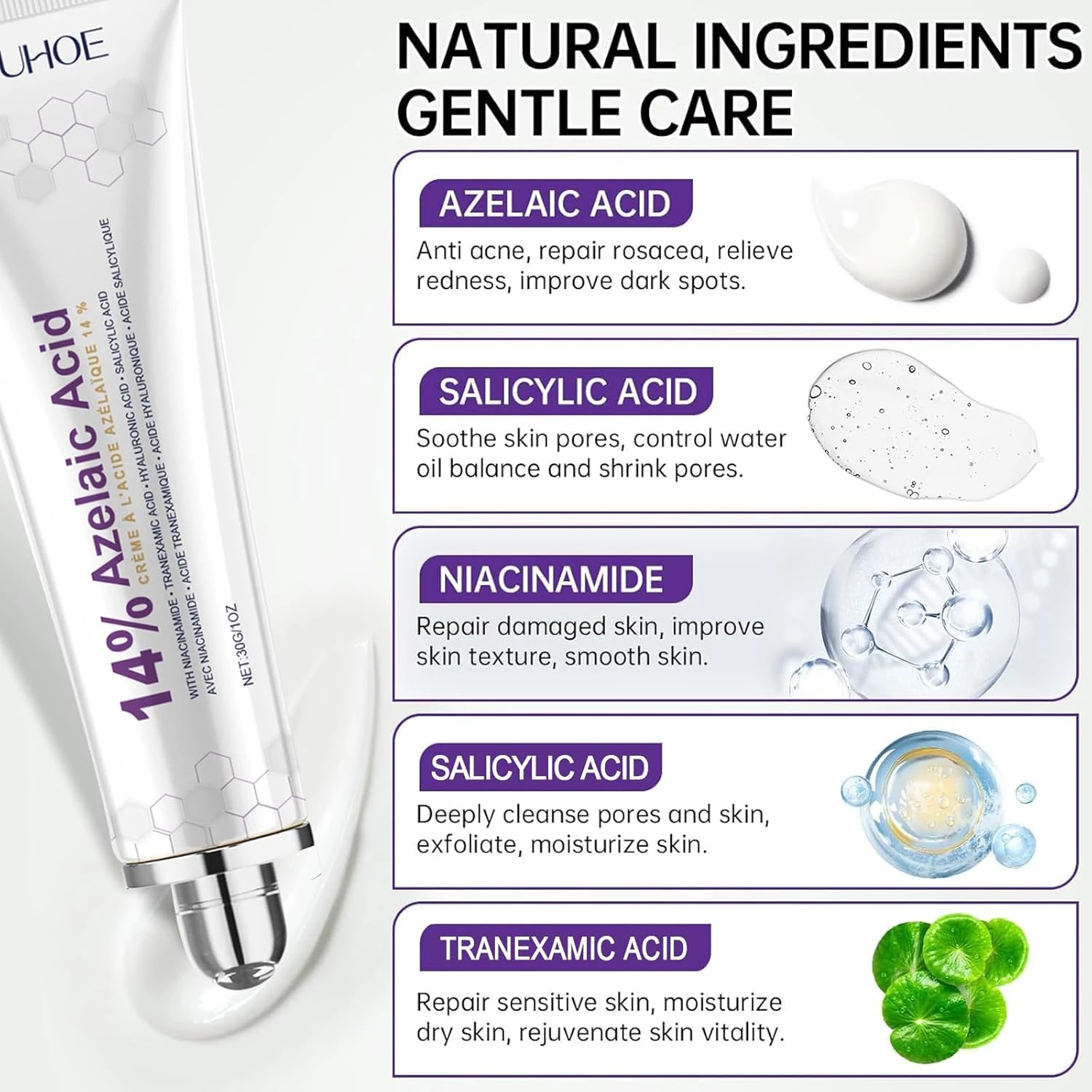 Nigwedete丨14% Azelaic Acid Acne Cream丨Advanced Azelaic Acid Serum丨Redness Relief