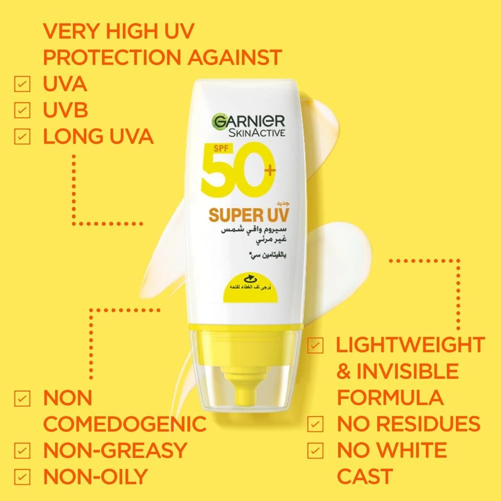 Garnier Skin Active Invisible Serum Sunscreen Vitamin C SPF50+ PA++++, for Men a