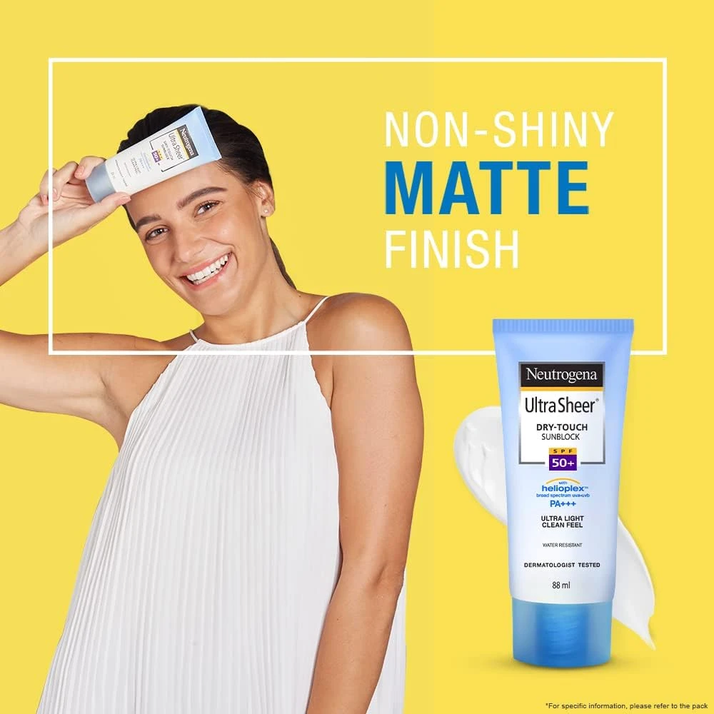 Neutrogena Ultra Sheer Sunscreen SPF 50+ | Broad Spectrum UVA/UVB | Blue light p