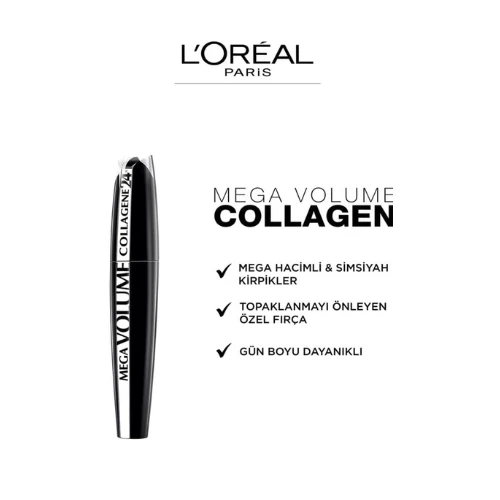 L’Oréal Paris Mega Volume Collagen Mascara 24H Extra Black, 9 Milliliters