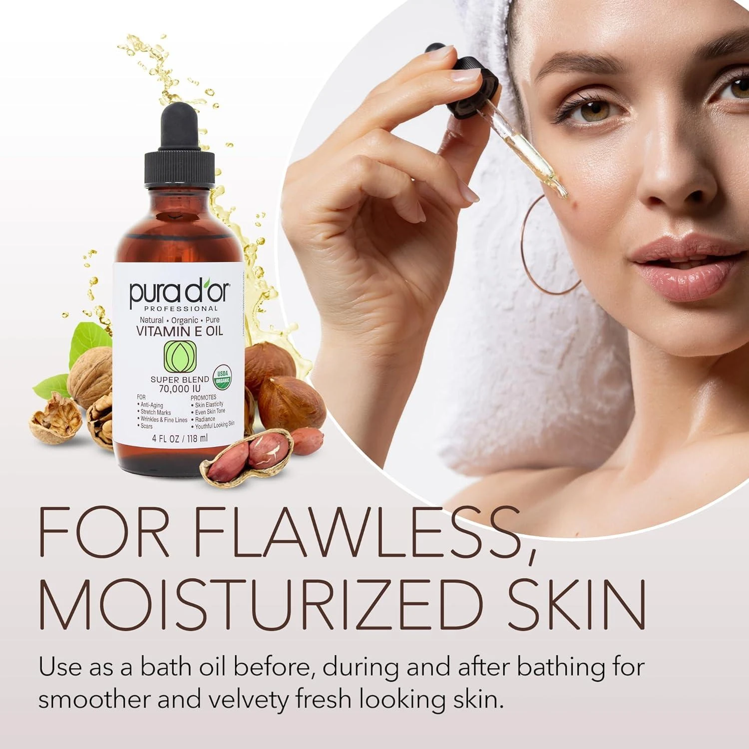 PURA D'OR Organic Vitamin E Oil (4oz)